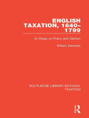 cover image of English Taxation, 1640-1799